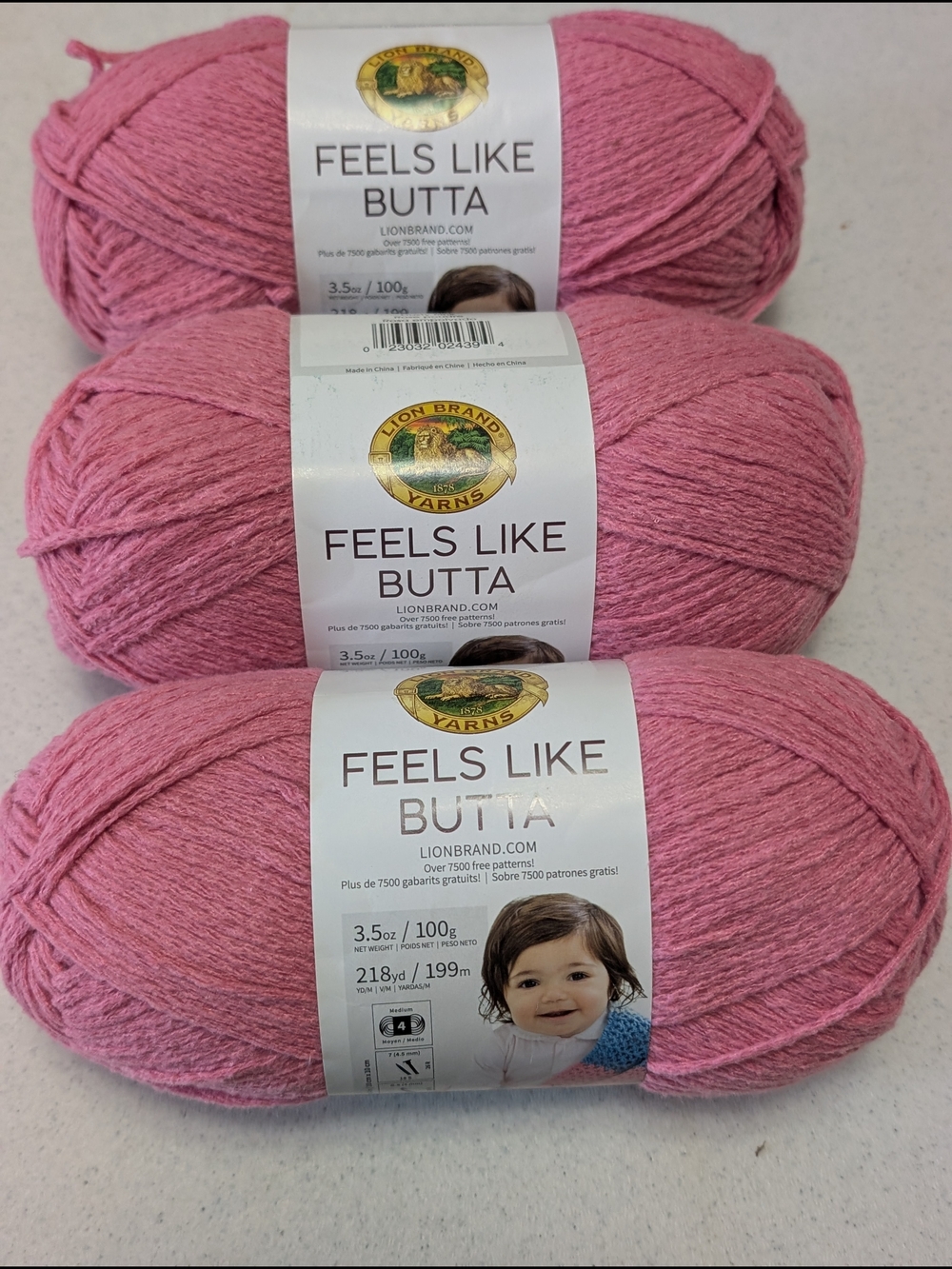 Feels Like Butta Yarn -lionbrand- Pink- Set Of 3-NEW